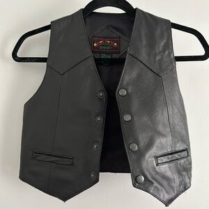 Kids Vintage Genuine Leather Biker Vest